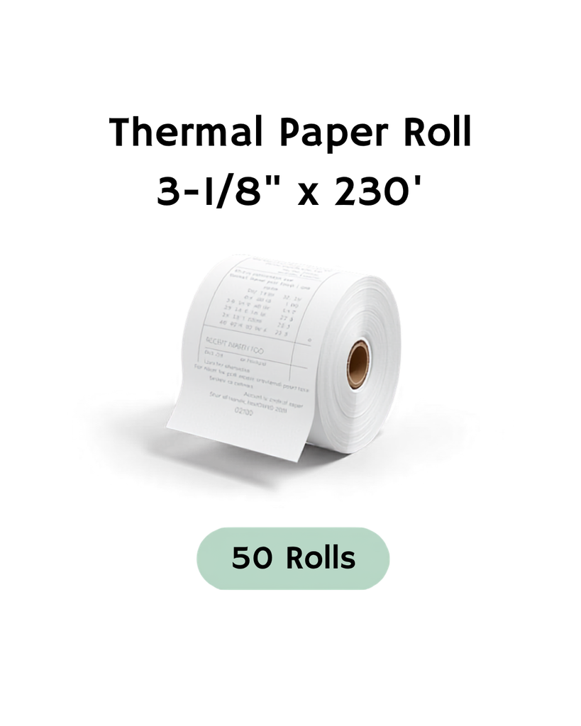 [TR-318-230] Thermal Paper Roll 3-1/8" x 230' (80mm x 70m) BPA-Free 48GSM 7/16" Core [50 per case]