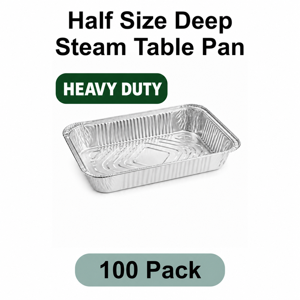 [AF-100-HD] Half Size Deep Steam Table Pan Aluminum Foil 100pk Heavy duty