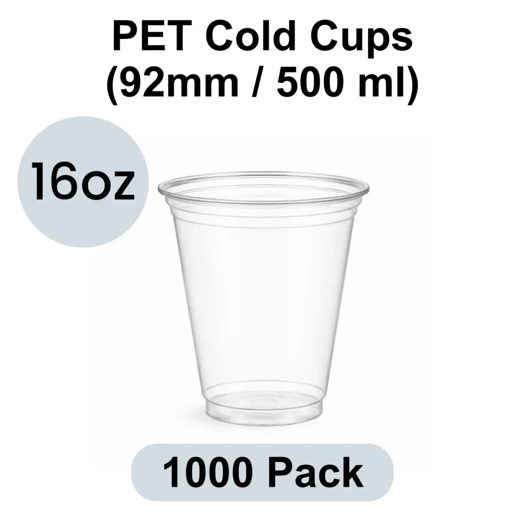 [PG-92-16] 92mm PET Cold Cup 16oz (500ml) Clear 1000pk